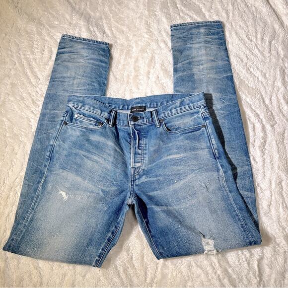 John Elliott Size 30 Mens Blue The Cast 2 Jeans White Paint Speck Speckled Hip - Picture 6 of 15